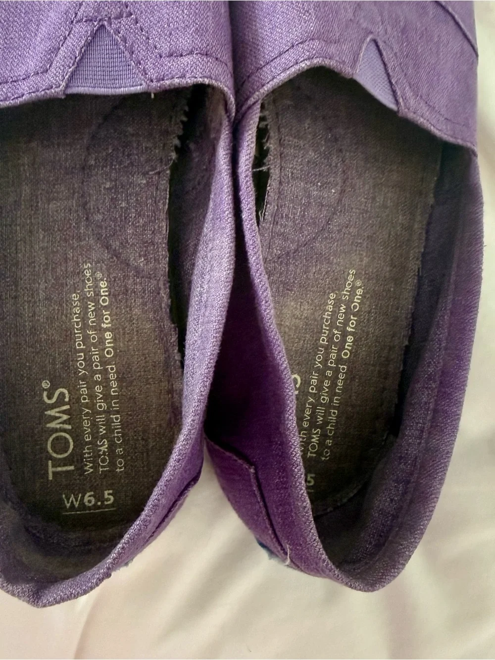 TOMS Purple Canvas Alpargata Slip On Classic Flats Espadrille Design 6.5 BTS